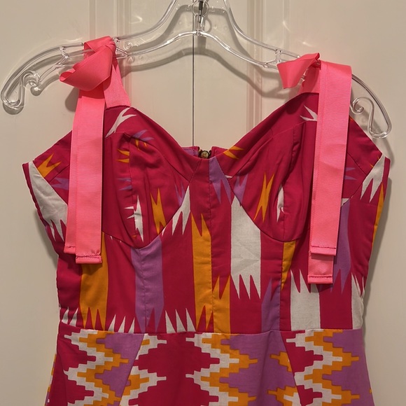 True Fond Ghana Colorful Zig Zag Print Dress with Bows & Tulle - Picture 2 of 16